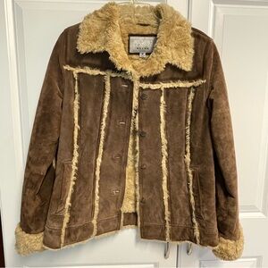 Wilsons Leather Maxima Suede Shearling Coat Women's M Brown Penny Lane Y2K